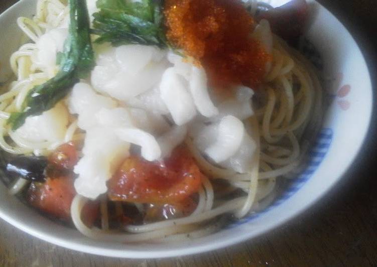 Recipe of Homemade Chilled Pasta with Scallops and Tomatoes