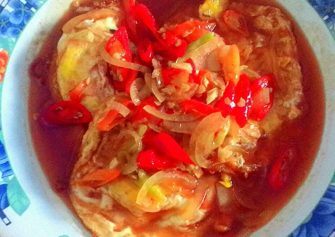 Resep Telur Ceplok Asam Manis Pedas Oleh Riska Kristiana Cookpad