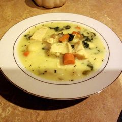 A picture of Creamy, dreamy gnoochi soup with chicken.