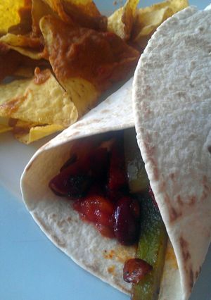 A picture of Vickys Bean & Chorizo Tortillas, GF DF EF SF NF.