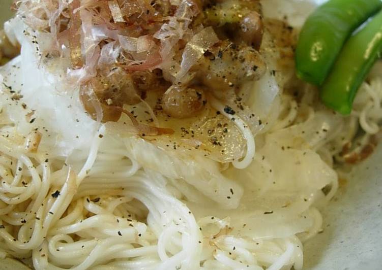 Recipe of Perfect Spicy Natto Somen Noodles