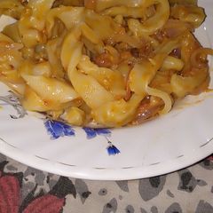 A picture of Red sauce pasta handmade.