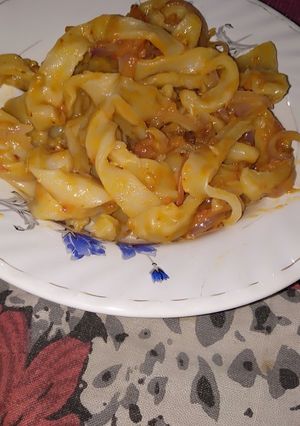 A picture of Red sauce pasta handmade.