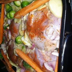 A picture of roasted chicken.