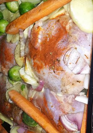 A picture of roasted chicken.