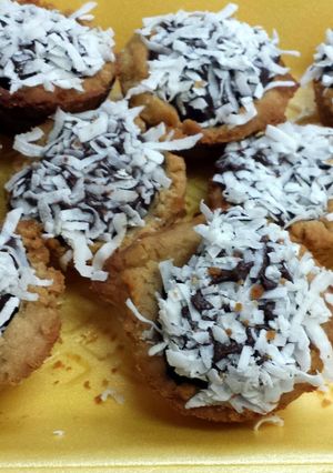 A picture of Leah's chocolate coconut tartlets.