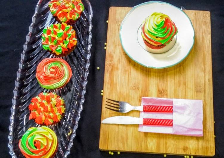 Easiest Way to Make Homemade 3 colour Cupcakes