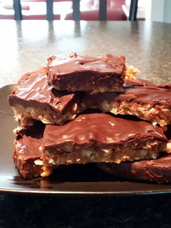 A picture of No bake peanut butter bars.