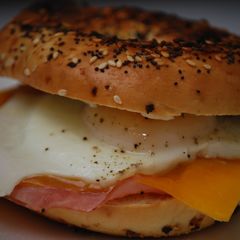 A picture of Ham, Egg, & Cheese Bagel Sandwich.