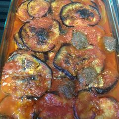 A picture of Eggplant casserole! (Tapsee).