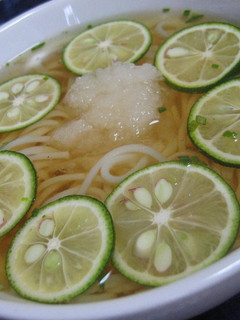 A picture of Sudachi Noodles - Use Udon, Somen or Hiyamugi Noodles.