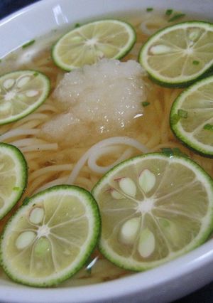 A picture of Sudachi Noodles - Use Udon, Somen or Hiyamugi Noodles.