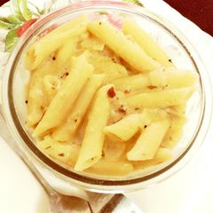 A picture of Whole Wheat flour pasta with peanut sauce.