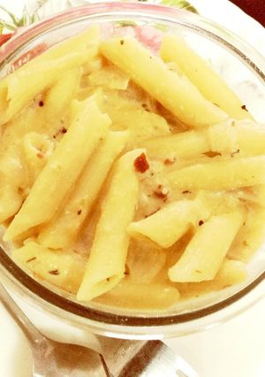 A picture of Whole Wheat flour pasta with peanut sauce.
