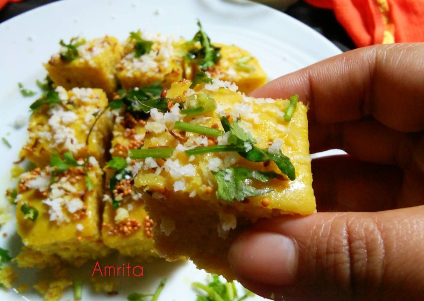Authentic Gujrati Khaman Dhokla with Nuty green chutney