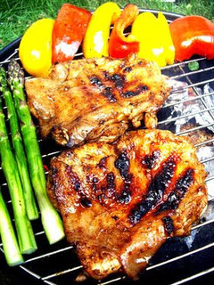 A picture of Jerk Chicken on the Barbecue.
