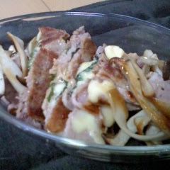 A picture of Pan Fried Layered Pork, Shiso and Cheese.