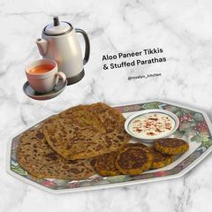 A picture of "Aloo Paneer Tikkis & Stuffed Parathas".