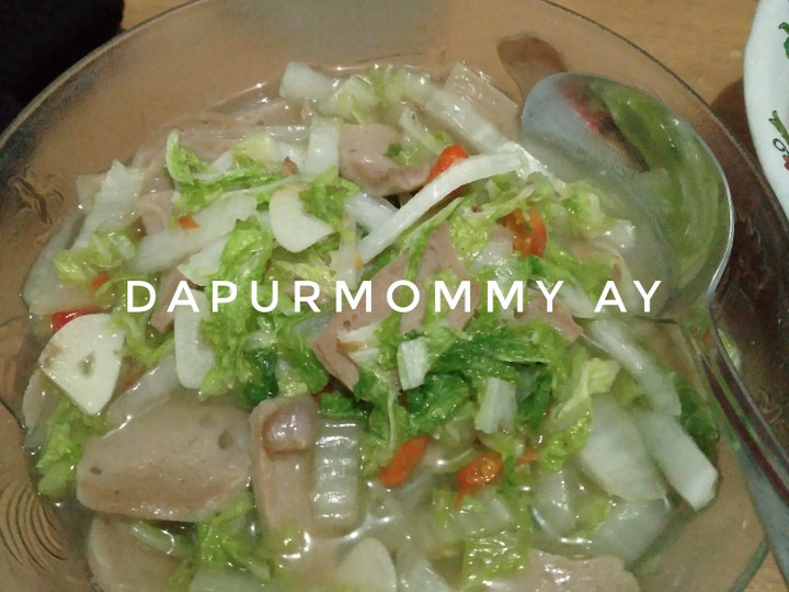 Resep Tumis sawi putih baso Anti Gagal