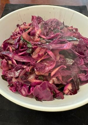 A picture of Warm Red Cabbage Slaw.