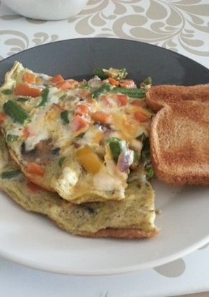 A picture of Fully loaded veggie omelette.