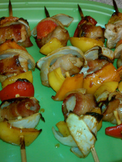 A picture of Pork Wrap Bacon Kabobs.
