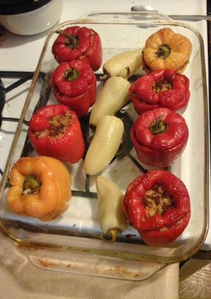 A picture of Stuffed bell peppers.