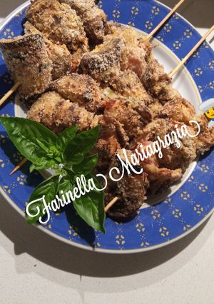 A picture of Eggplant Skewers (Spiedini di Melanzane) in the Air Fryer.