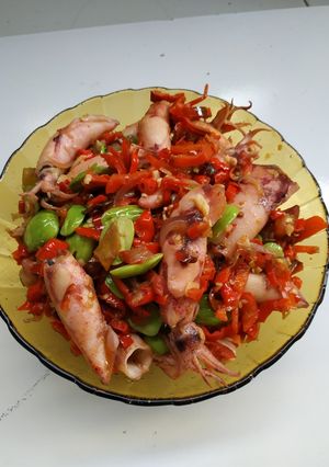 Foto resep Asin Cumi Cabai Pete