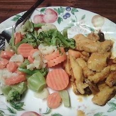 A picture of Sweet and sour chicken 🐔🍗.