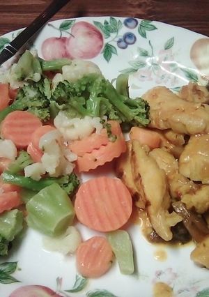 A picture of Sweet and sour chicken 🐔🍗.