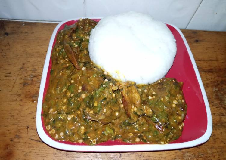 Tuwon shinkafa &amp; ogbono with okro soup