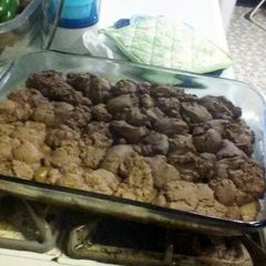 A picture of Blondie-Brownie Peanut Butter Cup Sandwiches.