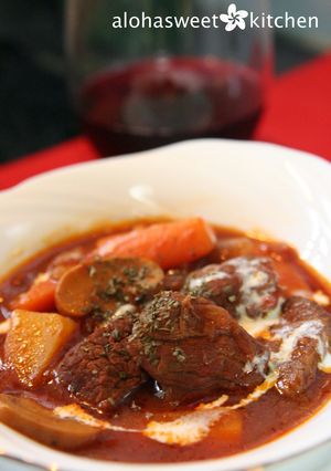 A picture of Slow Cooked Beef Stew for Adult Tastes.