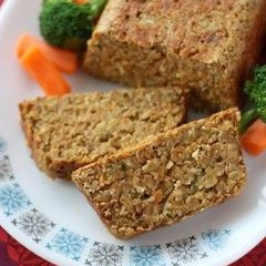 A picture of Nut Roast in a Meatloaf-style with Lentils, Nuts and Cheese.