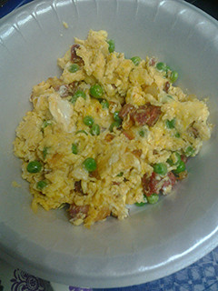 A picture of Egg with summer sausage.