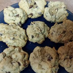 A picture of Thick and chewy chocolate chip cookies.