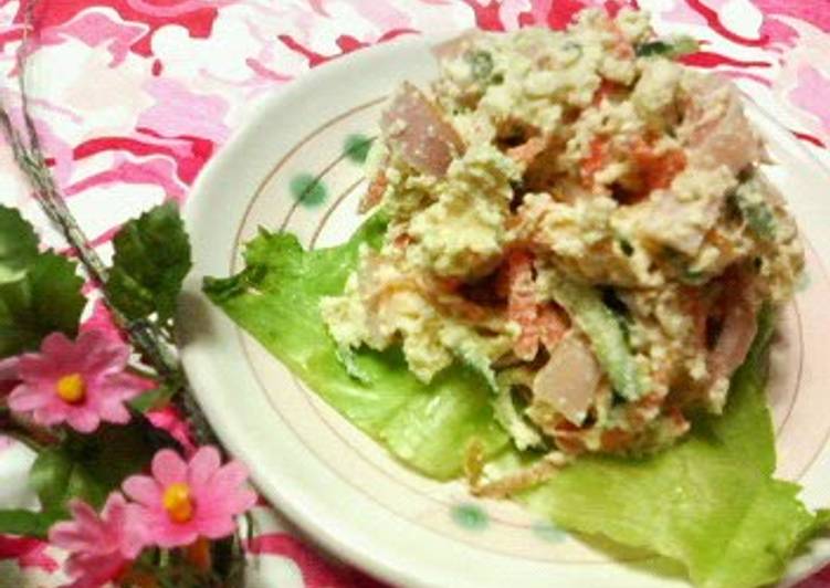 Simple Way to Make Homemade Izakaya-Style Okara, Vegetable, Mayonnaise and Miso Salad