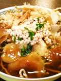 Easy Warm Soba Noodles with Grated Daikon Radish, Nameko Mushrooms and Natto