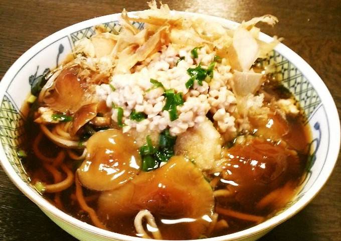 Recipe of Favorite Easy Warm Soba Noodles with Grated Daikon Radish, Nameko Mushrooms and Natto