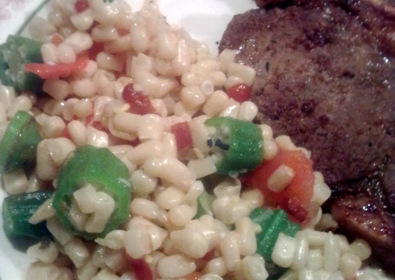 Corn, okra and tomatoes