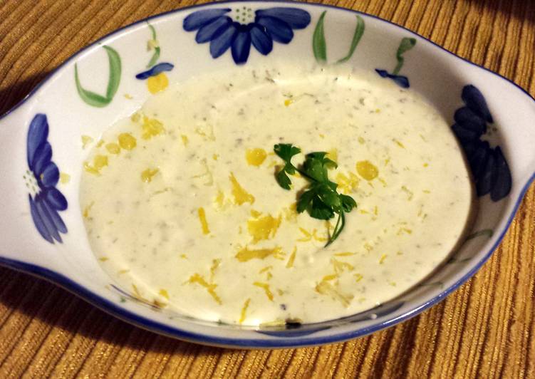 Easiest Way to Prepare Super Quick Homemade Yoghurt lemon and mint sauce