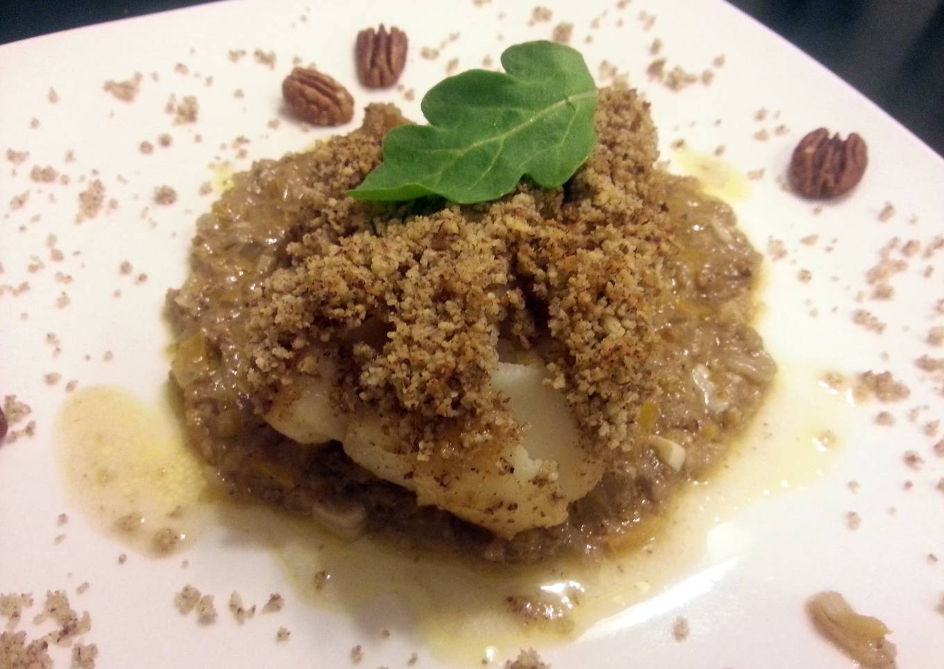 Pecan crusted cod with a buerre blanc sauce