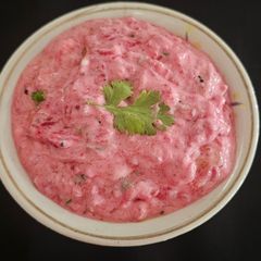 A picture of Beetroot Raita.