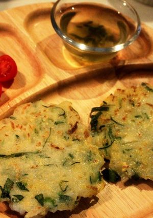 A picture of Okonomiyaki-Style Rice Flour & Chinese Cabbage Patties for Toddlers.