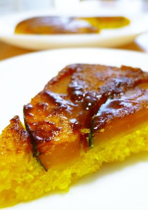 A picture of Kabocha Squash Cake in a Frying Pan.