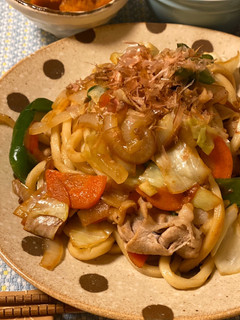 A picture of Easy! Stir-Fried Udon with Mentsuyu Sauce.
