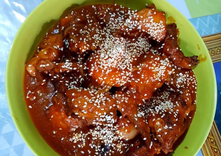 Resep @MANTAP Ayam Pedas Manis wijen masakan harian
