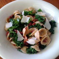 A picture of Orecchiette Pasta with Bacon, Kale and Sundried Tomatoes.