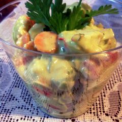 A picture of avocado seafood cup.